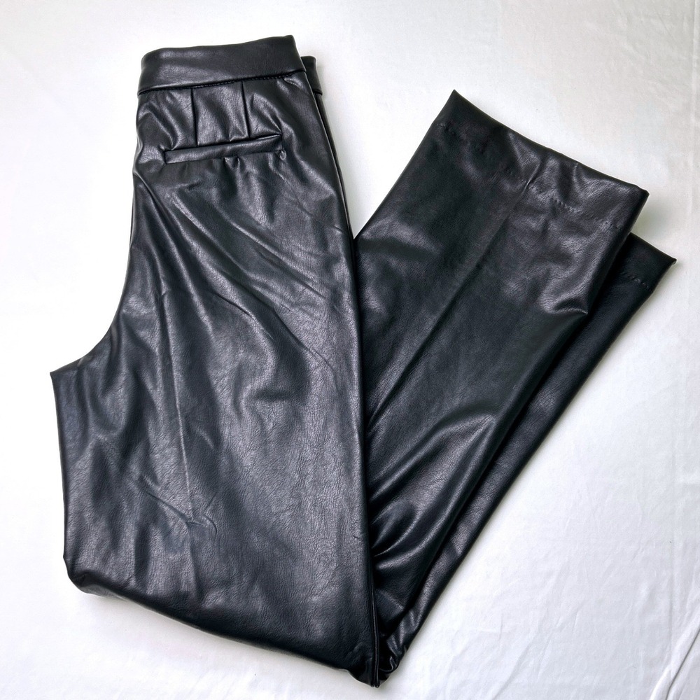 BBJ Los Angeles Womens High Rise Faux Leather Wide Leg Pants Black Size S Moto